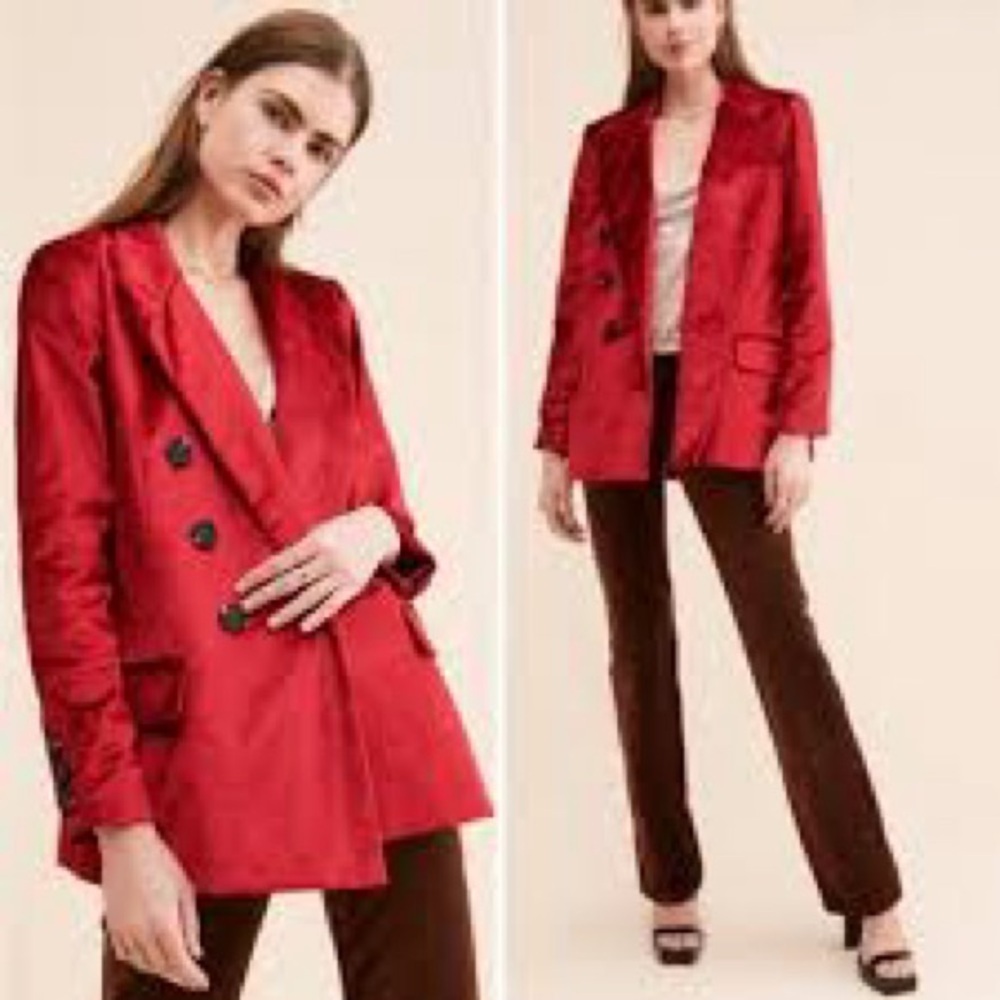 NWT Free People Velvet‎ Ashby Blazer in the color Cherry Juice Red size medium